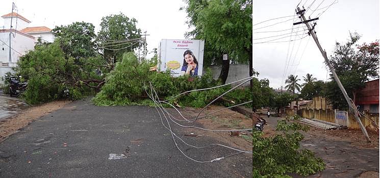 பழனியில் அரைமணி நேரம் பெய்த மழையால் கடும் சேதம்